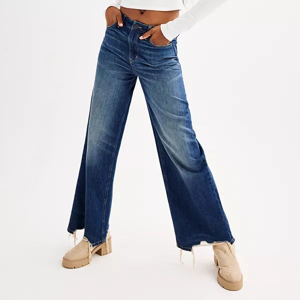 Juniors' SO® High Rise Wide Leg Jeans | Kohl's