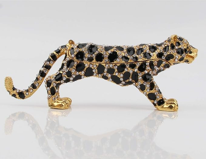 24K Golden 5.7in Leopard Jewelry Trinket Boxes Hinged with Crystal Element Design Leopard Figurin... | Amazon (US)