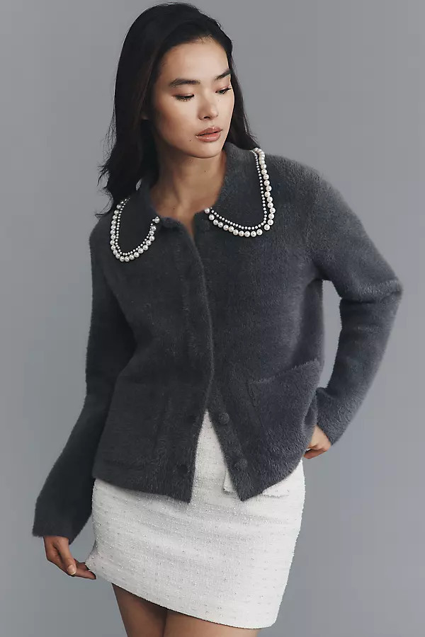 Pearl Collar Knit Jacket | Anthropologie (US)