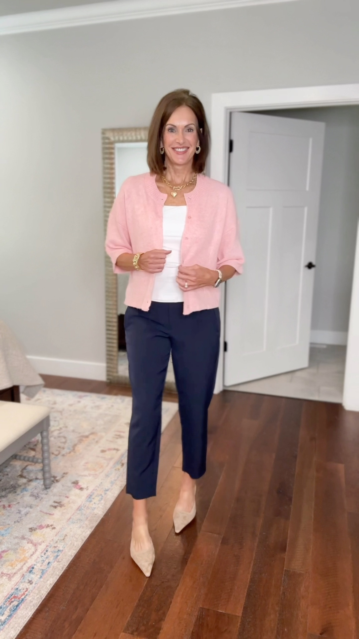 Cardigan - L
Vest - M
Shrug - small (need medium)
Shirt - M
Skirt - M
Navy pants - size 6 regular 
Black and light beige yoga work pants- M 33”
Cami - XL
Dress 1 Medium 
Cap Sleeve black tee - medium 

Workwear
Teacher Style 
Comfortable elevated style 

#LTKWorkwear #LTKStyleTip #LTKShoeCrush