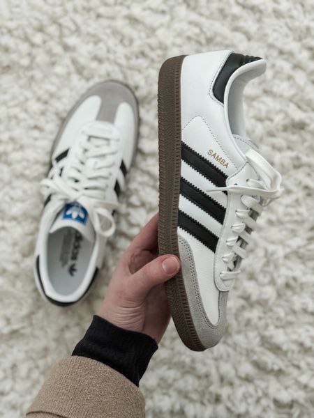 I finally got my hands on (or feet in 😏) a pair of Adidas Samba sneakers! The classic color way made the most sense for my wardrobe, but I absolutely LOVE the sage and tan versions so I included them as well.

— Regarding size: I have average / borderline wide feet and can wear 9 - 10, depending. All of the reviews I found said the shoes ran narrow so I first ordered a whole size up (10), but those were way too big so I returned them. I ended up reordering a 9.5 and they’re perfect.

— Regarding comfort: I wore them out running errands all day today and they were comfortable right out of the box — no break-in required!

#LTKshoecrush