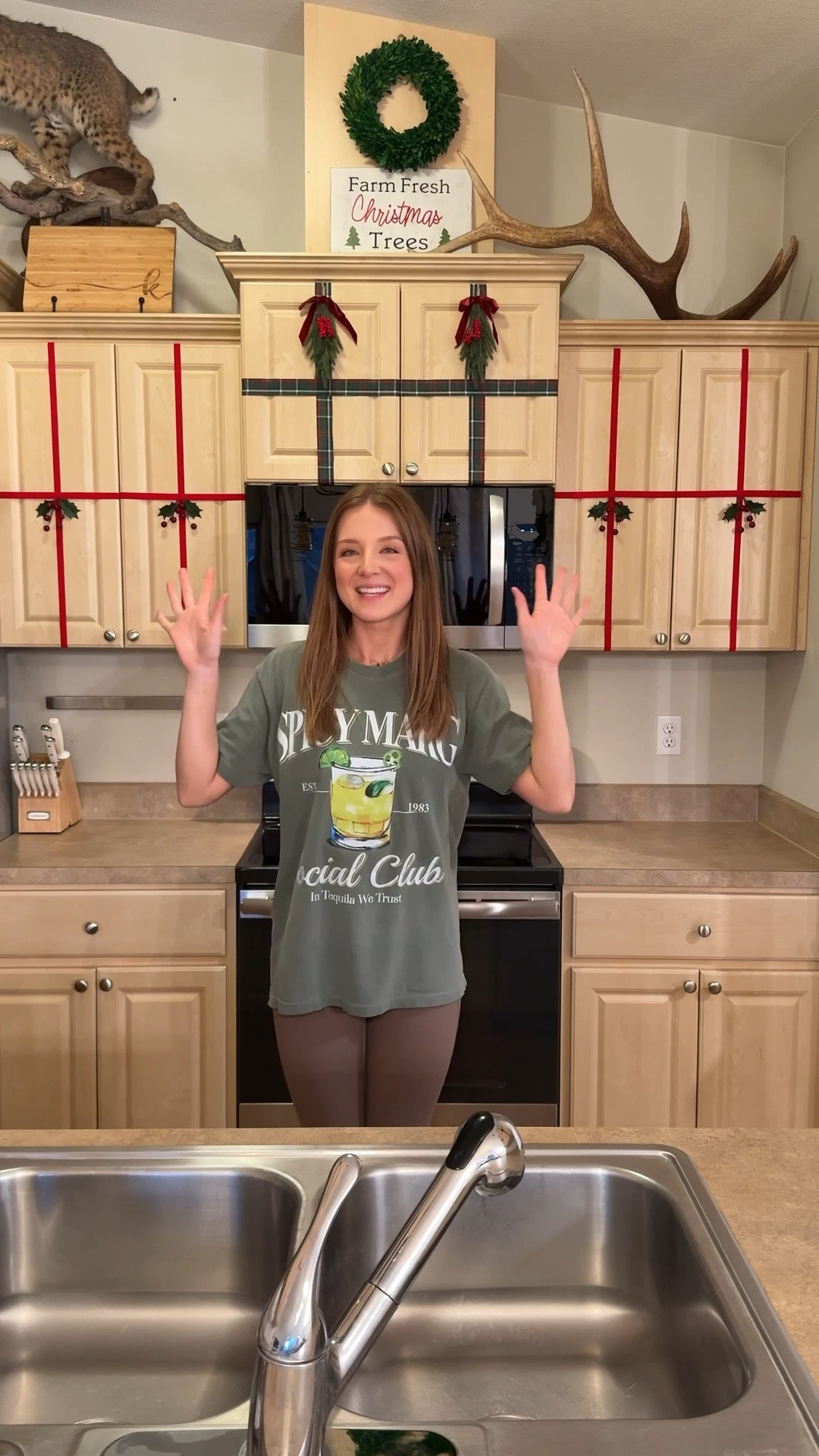 Decorating my kitchen cabinets for Christmas 🥰🎄 love how festive this looks! 

#LTKSeasonal #LTKHome #LTKHoliday