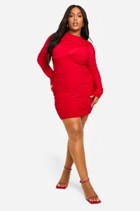 plus slinky Twist Detail Ruched Mini Dress | boohoo (US & Canada)