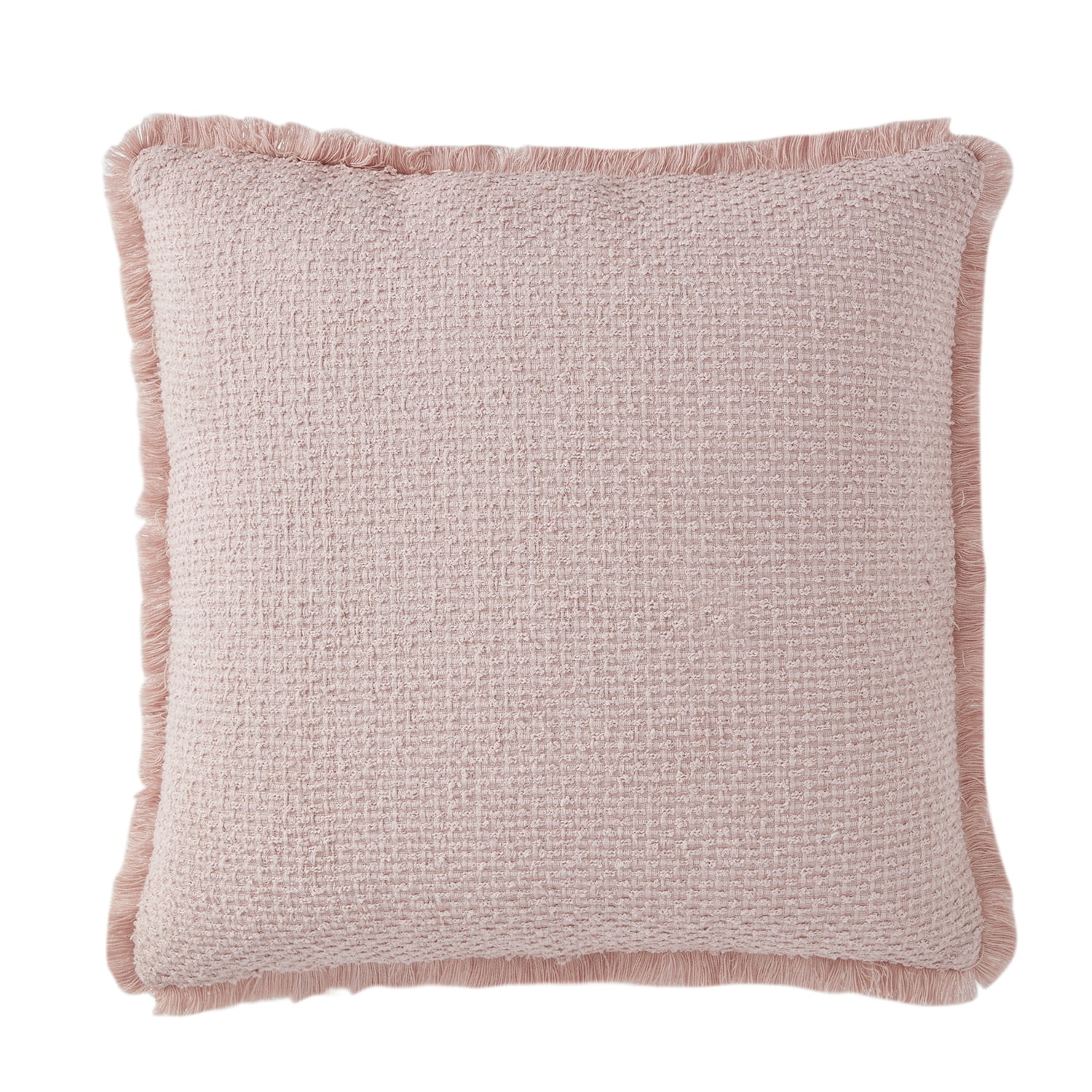 My Texas House Sabine Woven Fringe Square Decorative Pillow Cover, 20" x 20", Rose Smoke | Walmart (US)