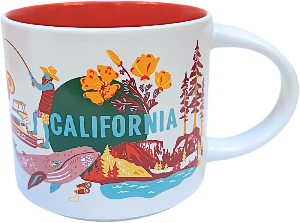 Starbucks Discovery Series California Ceramic Coffee Mug, 14oz, White and Red | Amazon (US)