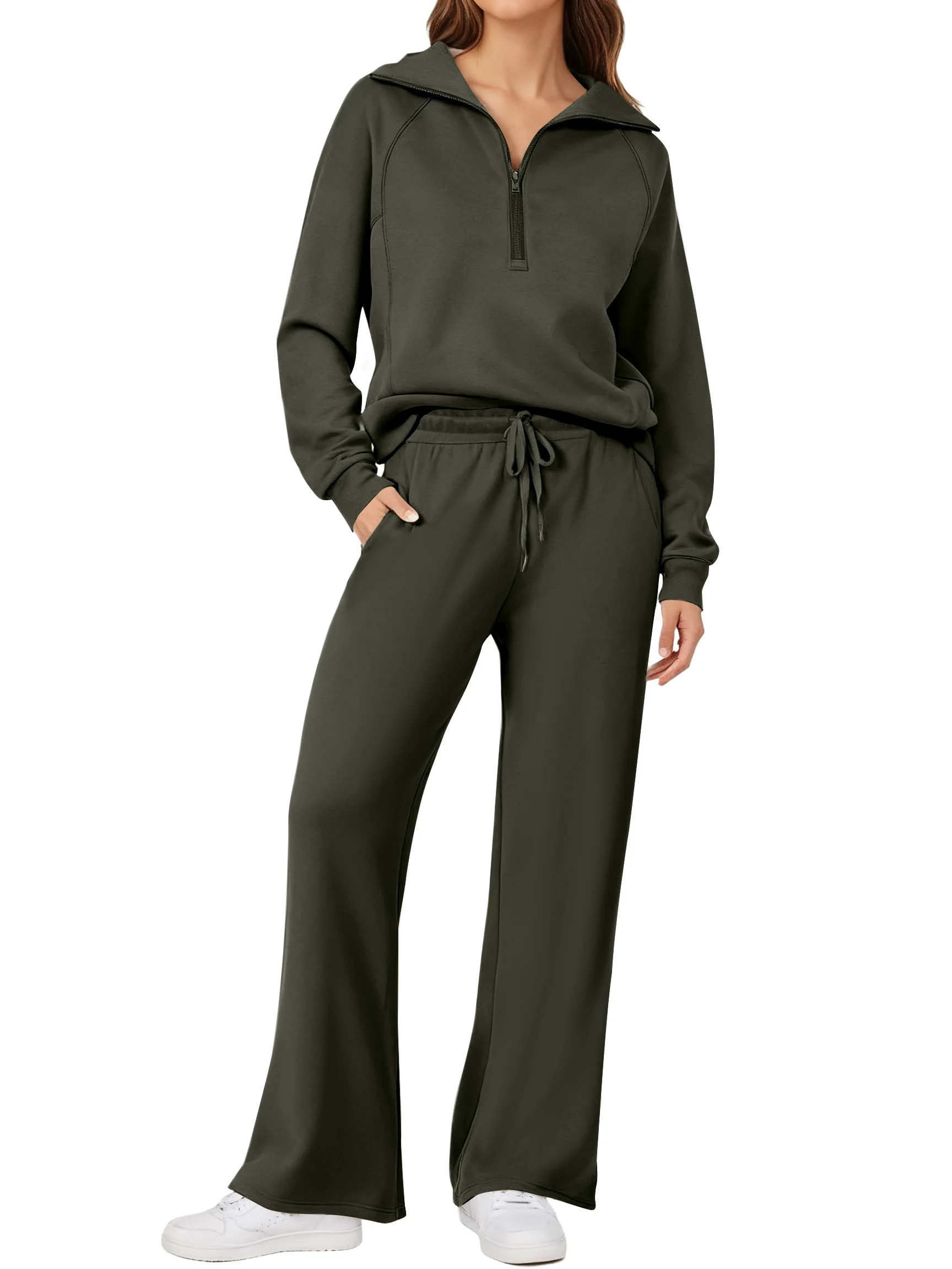 UVN Outfit Sets for Women 2 Piece Sets Winter Casual Tracksuit Long Sleeve Lounge Set Outfits wit... | Walmart (US)