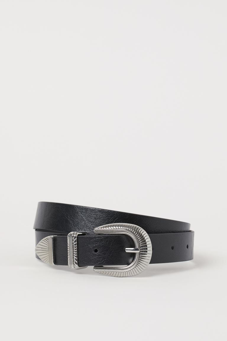 Belt in faux leather with a metal buckle. Width approx. 1 1/4 in. | H&M (US + CA)