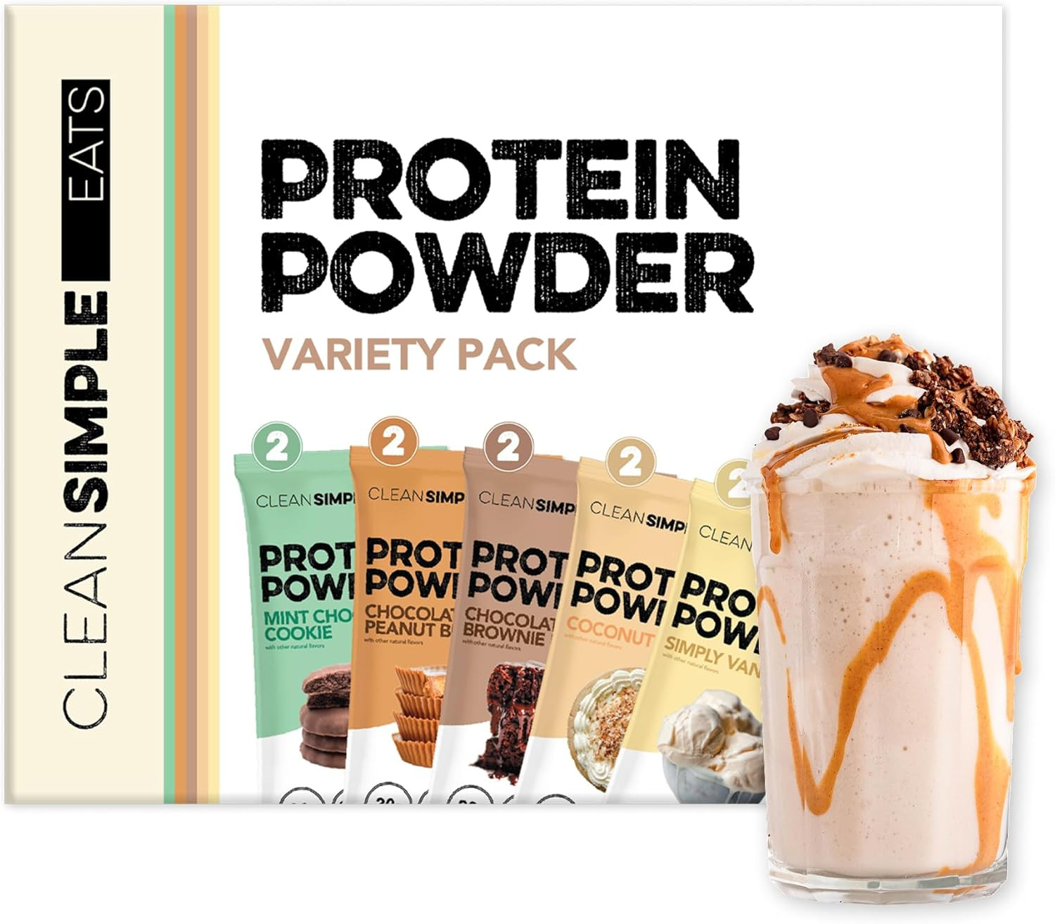 Clean Simple Eats Whey Protein Powder, Variety Pack, Naturally Sweetened Flavors, 100% Grass Fed ... | Amazon (US)