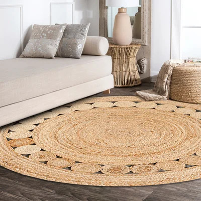 Brecken Round Natural Jute Boho Circle Natural Rug | Wayfair North America