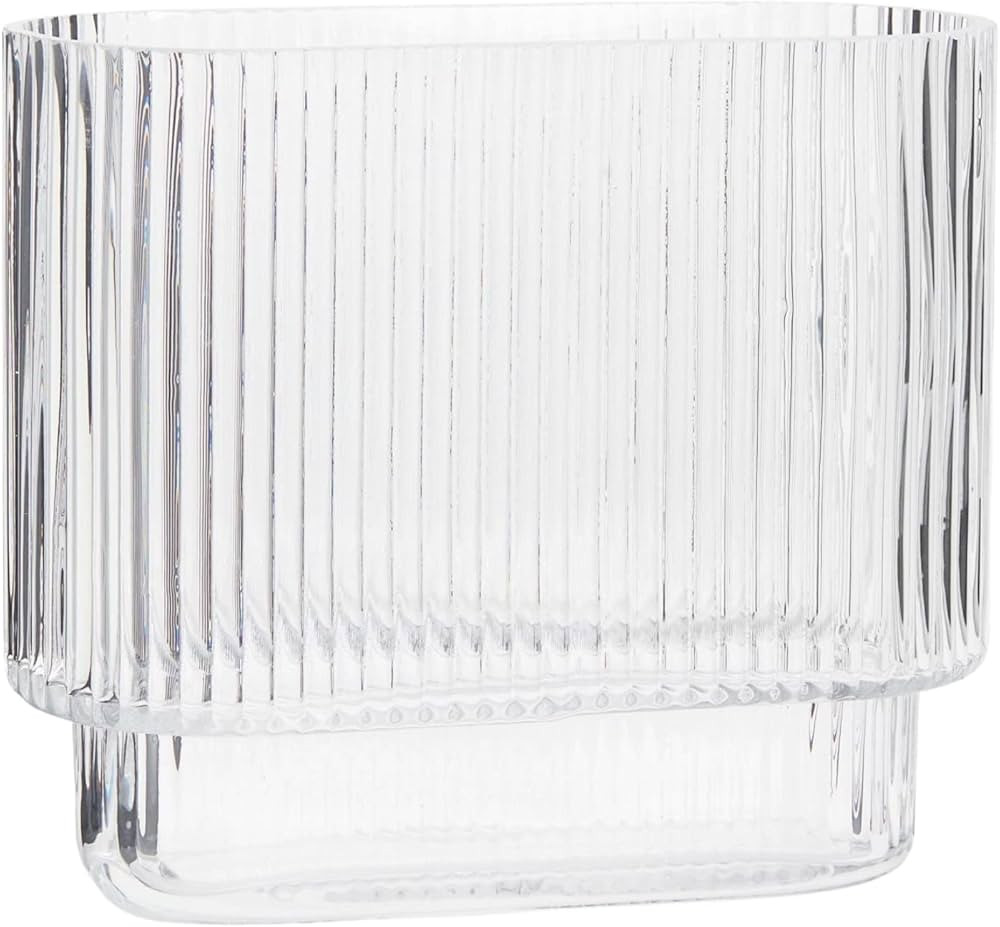 YANWE1 Ribbed Vase, Clear Glass Vase, Flower Vase for Centerpieces, Modern Vase, Fluted Glass Vas... | Amazon (US)