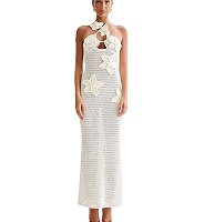 RanRui Women's Halter 3D Flower Knitted Hollow Out Beach Dress balckless Open Back Swimsuit Cover... | Amazon (CA)