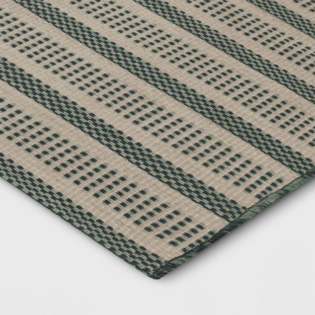 Powerloom Stripe Outdoor Rug Sage/Charcoal Gray - Threshold™ designed with Studio McGee | Target