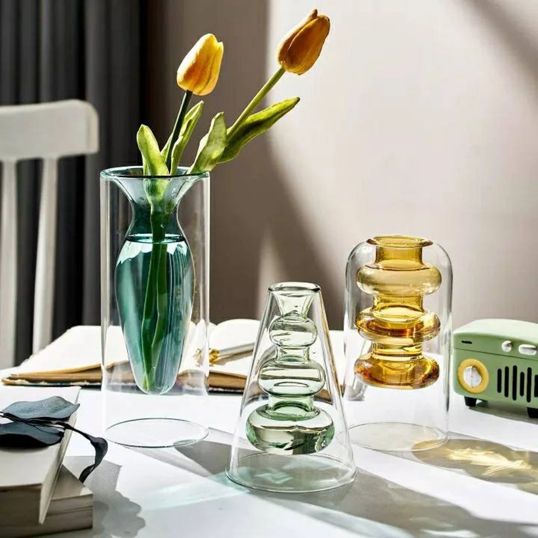 MINIMAL* Scandinavian Mid-Century Modern Glass Vase, Modern Vase, Glass Vase, Minimal Decor, Mini... | Etsy (US)