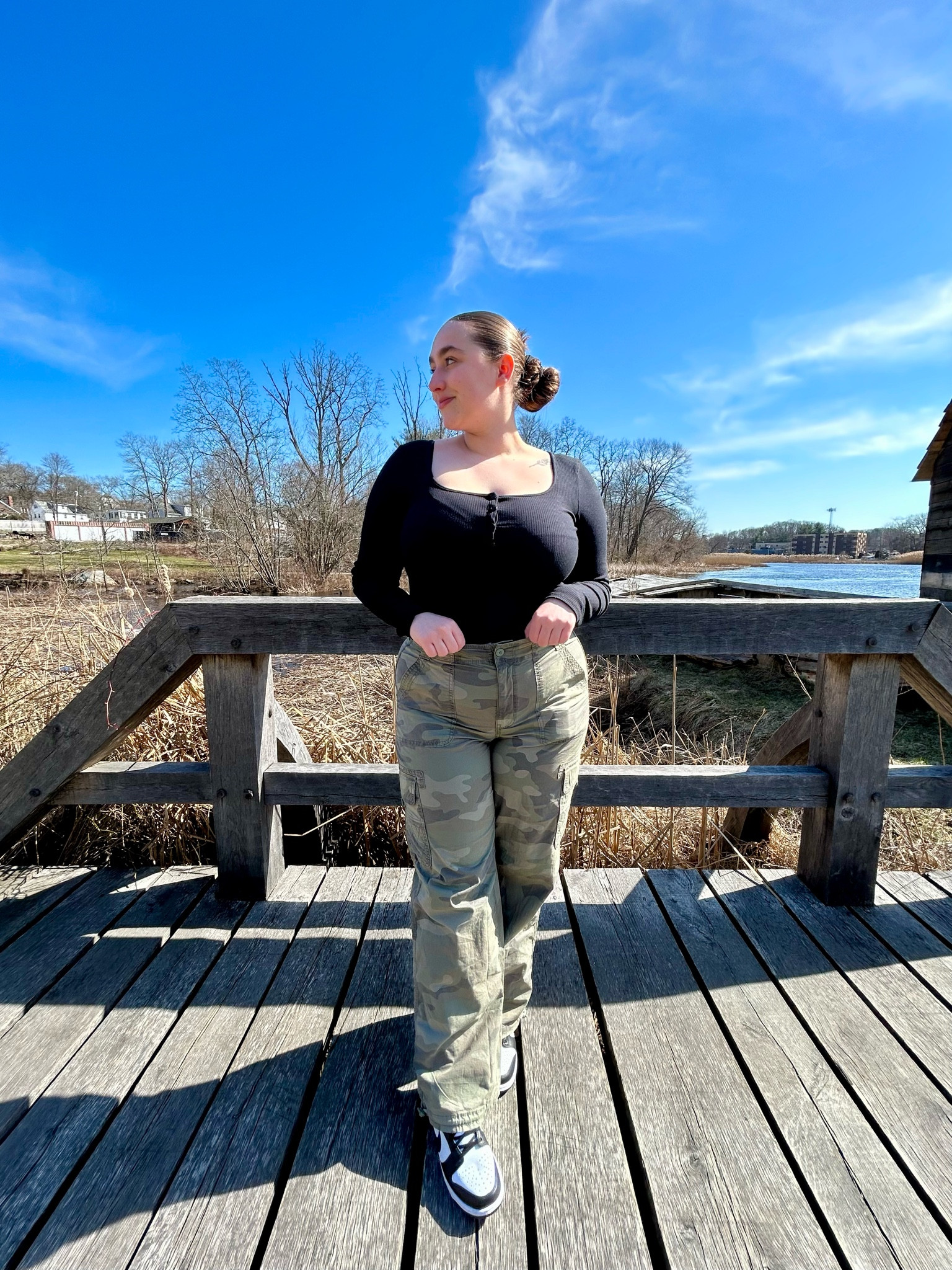 camo pants & dunks outfit inspo 🖤 
wearing a size 12long in the pants, XL in the body suit & size 8 in the shoes. 

#LTKSeasonal #LTKfindsunder100 #LTKmidsize