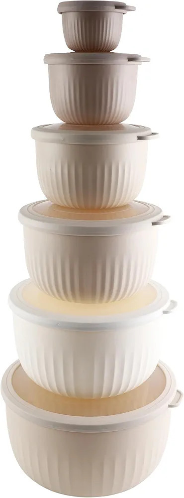 COOK WITH COLOR - Juego de tazones de preparación profundos con tapas, para mezclar, de plástic... | Amazon (US)