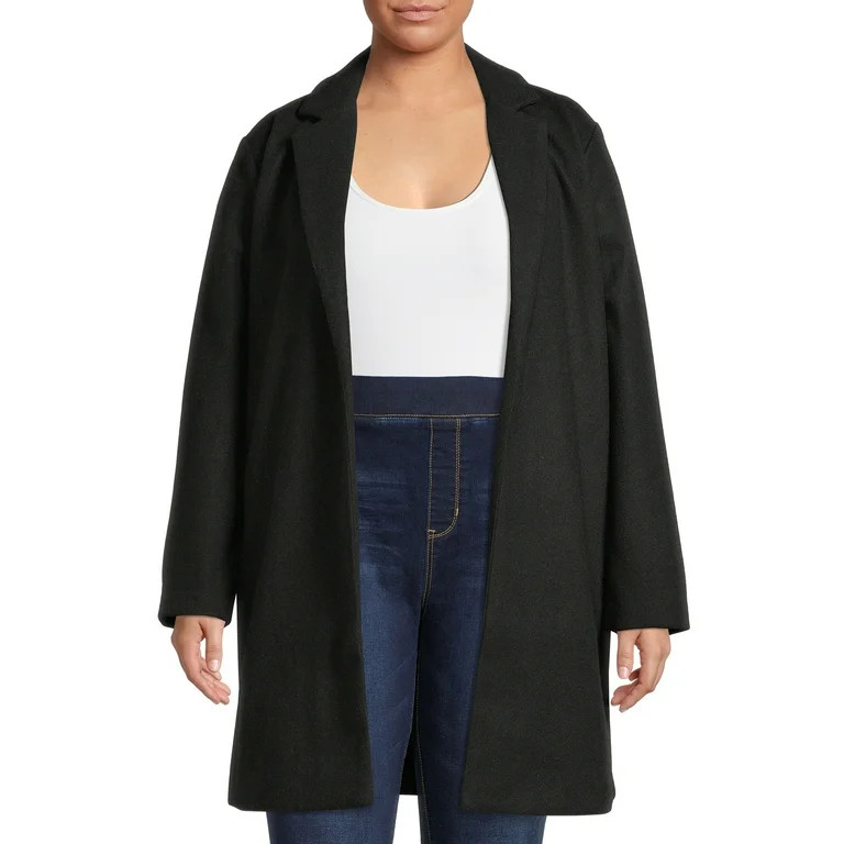 Mark Alan Women's Plus Size Single-Breasted Belted Peacoat | Walmart (US)