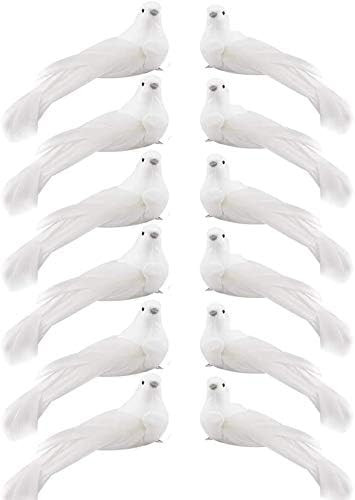 12Pcs Artificial White Doves, White Feathered Mini Birds White Doves Decoration with Metal Clip f... | Amazon (US)
