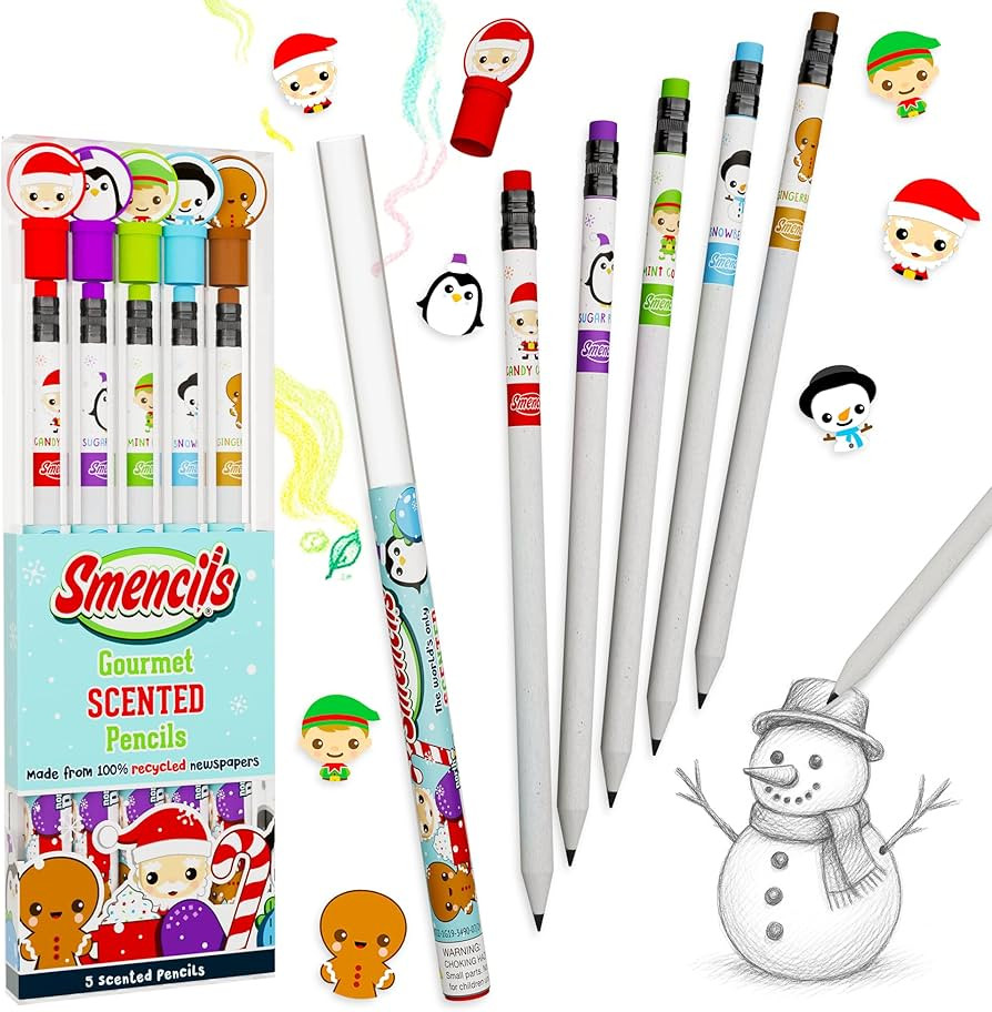 Holiday Smencils - HB #2 Scented Fun Pencils, 5 Count - Stocking Stuffer, Gifts for Kids, School ... | Amazon (US)