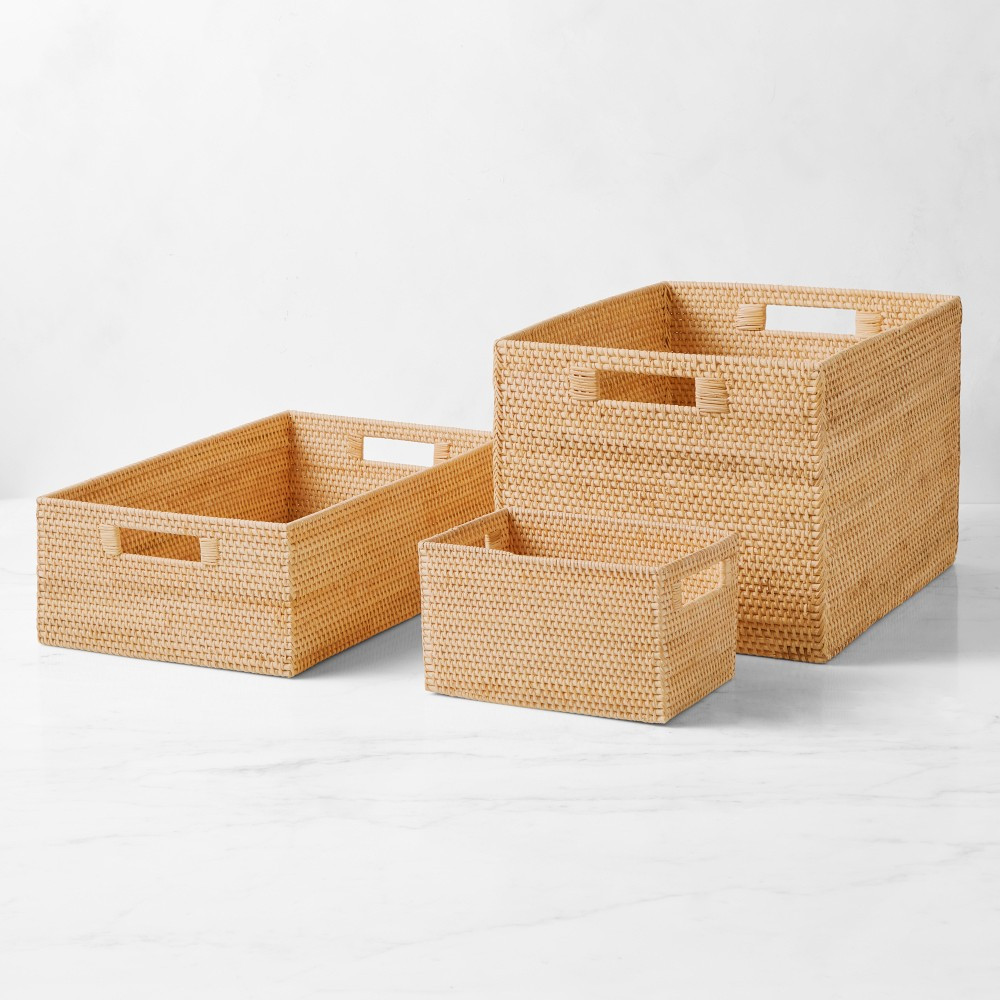 Hold Everything Rattan Cubby Pantry Baskets | Williams-Sonoma