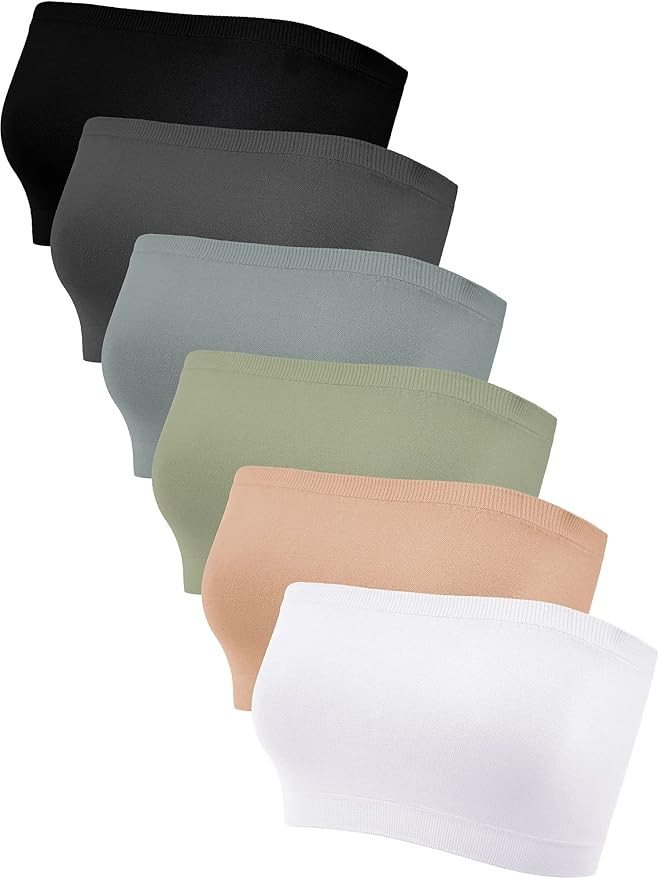 Geyoga 6 Pieces Strapless Bandeau Seamless Bralettes Stretchy Non Padded Tube Bra for Women | Amazon (US)