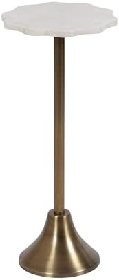 Kate and Laurel Sanzo Modern Pedestal Drink Table, 10 x 10 x 23, Antique Brass and White, Decorat... | Amazon (US)