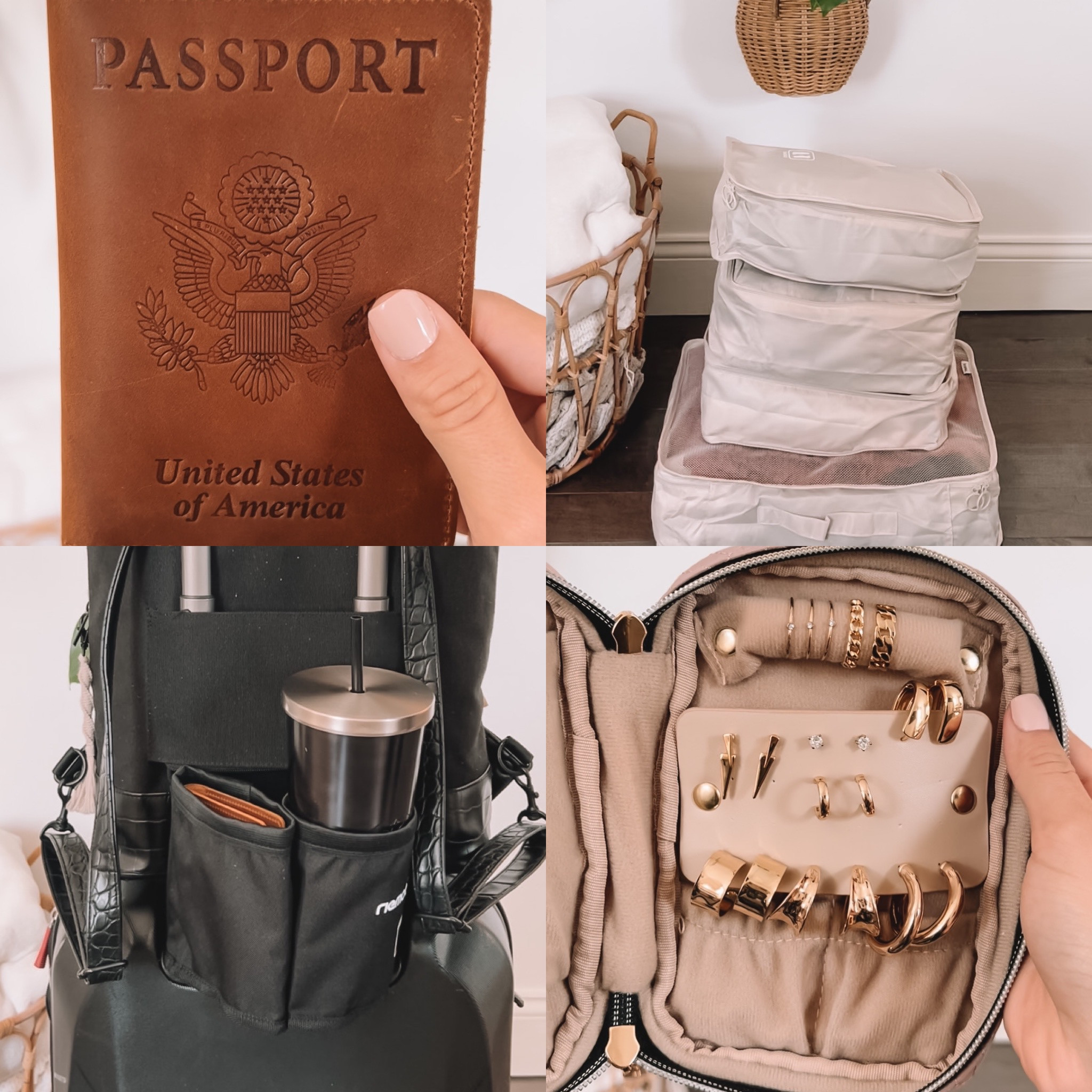 Amazon travel favorites!

- Leather passport / v@cc!ne card holder
- Packing cubes in color Beige
- Luggage cup holder 
- Small jewelery case in color Soft Pink 

#LTKtravel #LTKunder50
