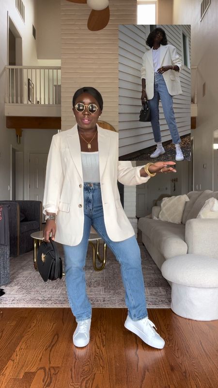 Recreated this gorgeous Spring look from Pinterest!! I have so much fun with these! Blazer, sneakers, socks and sunglasses are all Amazon! Tee and jeans are both Free People! Bag is Senreve! Accented with some gold jewelry! Absolutely love how this all turned out!!

#LTKstyletip #LTKVideo #LTKfindsunder100