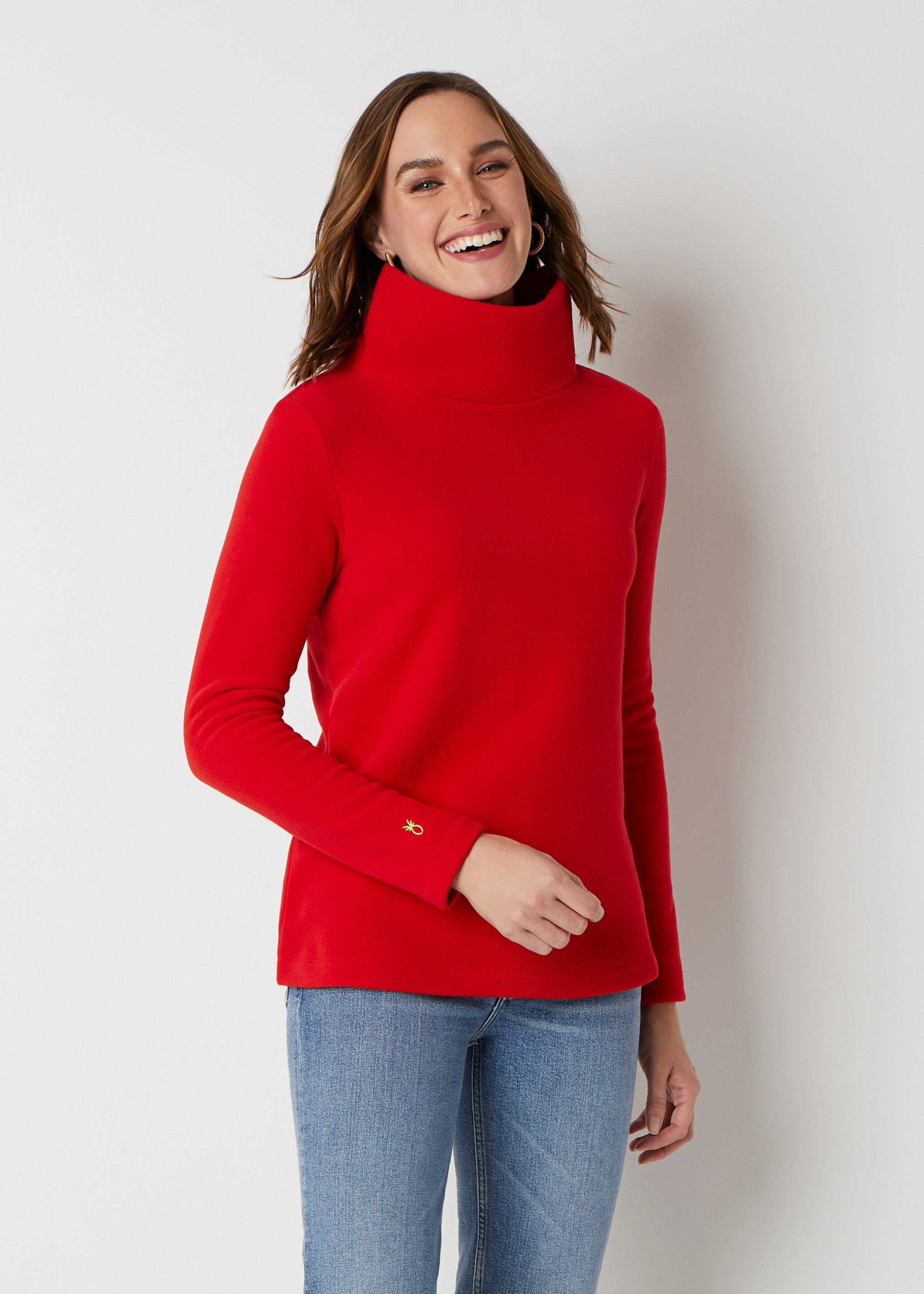 Greenpoint Turtleneck in Vello Fleece (Red) | Dudley Stephens