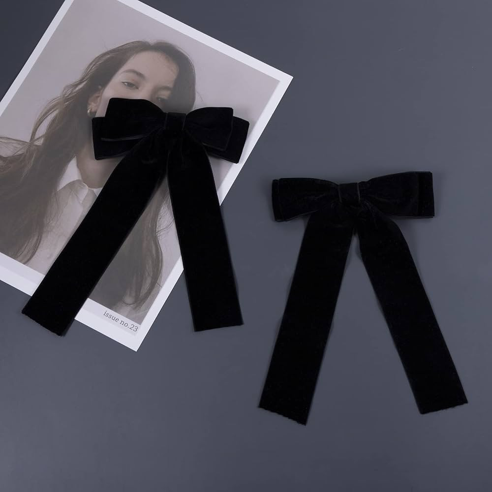 2PCS Handmade Velvet Bow Hair Clips, Headbands for Women Girls, Elegant Hair Ties Hair Styling Ac... | Amazon (US)