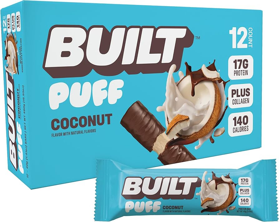 Built Bar, Puff Protein Bars, Coconut Puff, 17g Protein Snacks, On-The-Go Bars, Only 140 Calories... | Amazon (US)