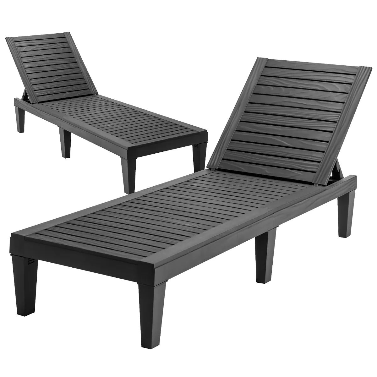 Costway 2 PCS Patio Lounge Chair Chaise Recliner Weather Resistant Adjust Brown\Black | Target