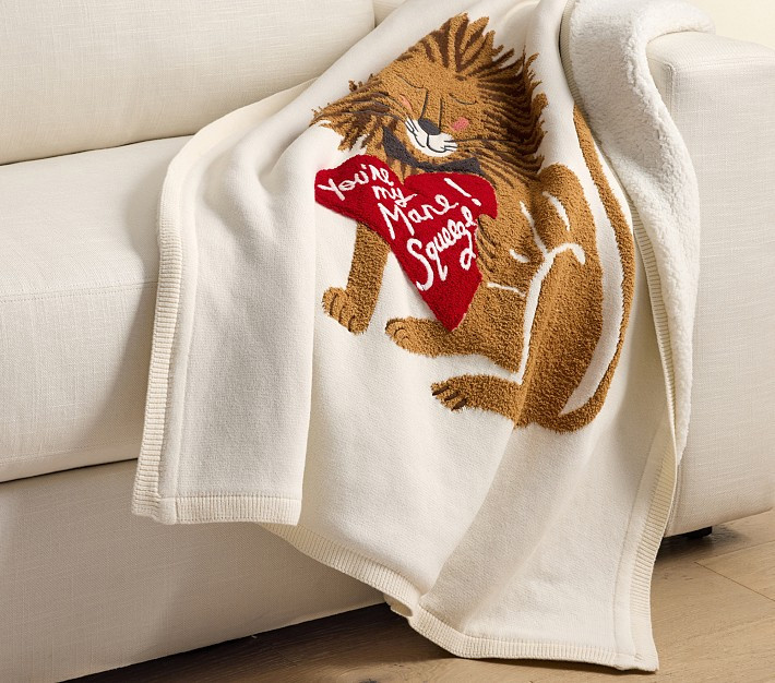 Rifle Paper Co. Valentine's Day Lion Heirloom Kid Throw Blanket | Pottery Barn Kids