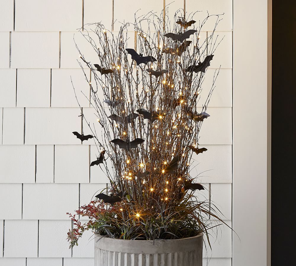 Pre-Lit Black Glitter Branches with Bats | Pottery Barn (US)