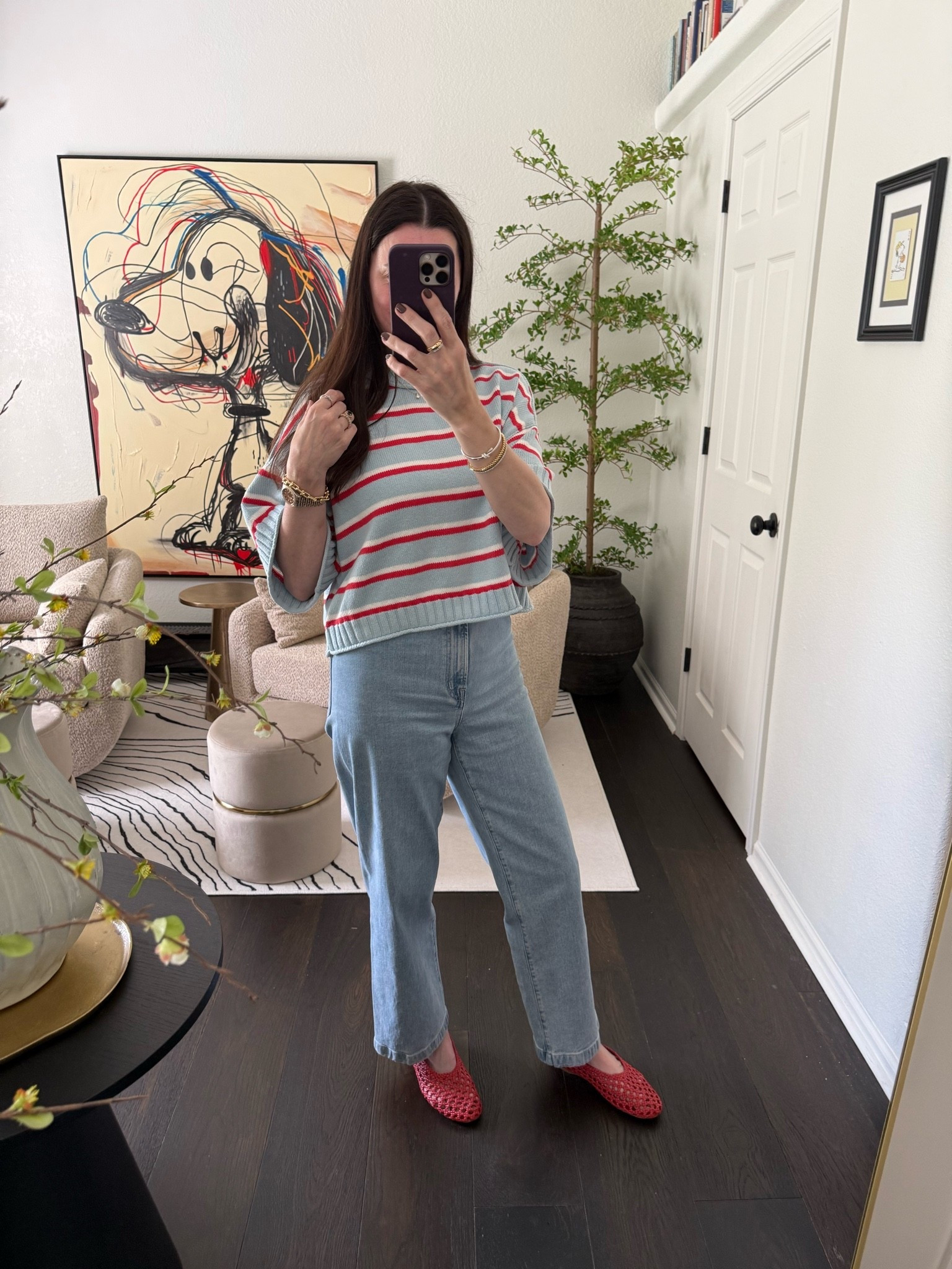 I love the retro look of this sweater. It pairs perfectly with these high rise jeans and ballet flats ♥️

#LTKvlog #LTKootd