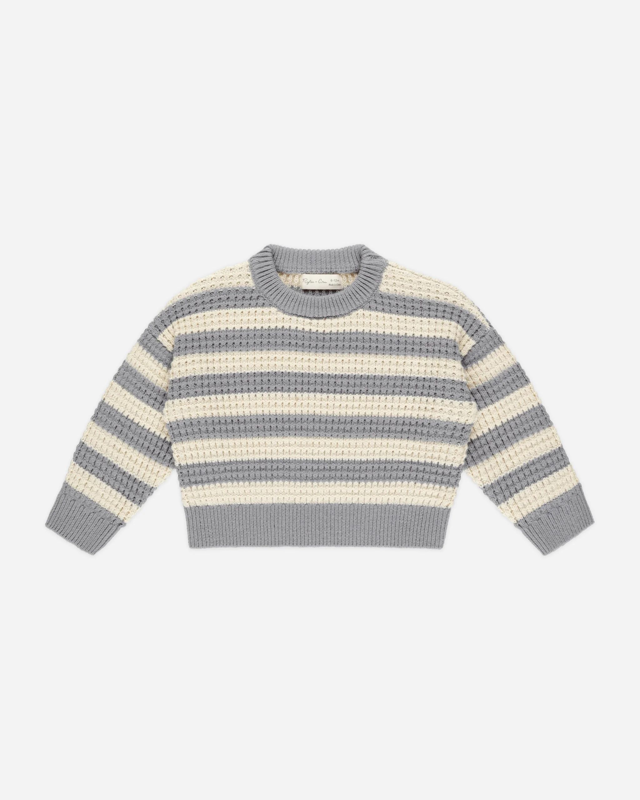 Aspen Sweater || Dusty Blue Stripe | Rylee + Cru