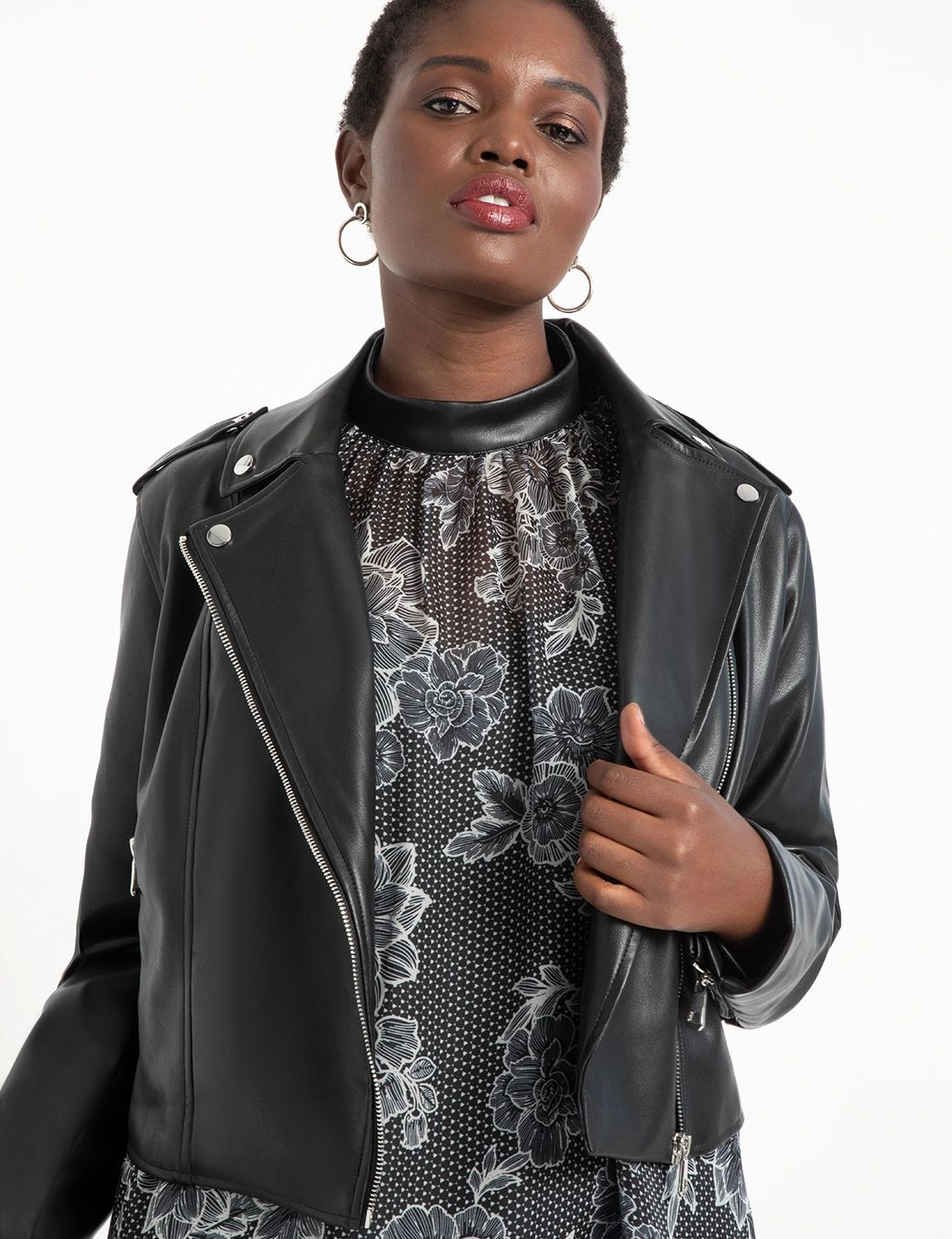 Faux Leather Moto Jacket | Eloquii