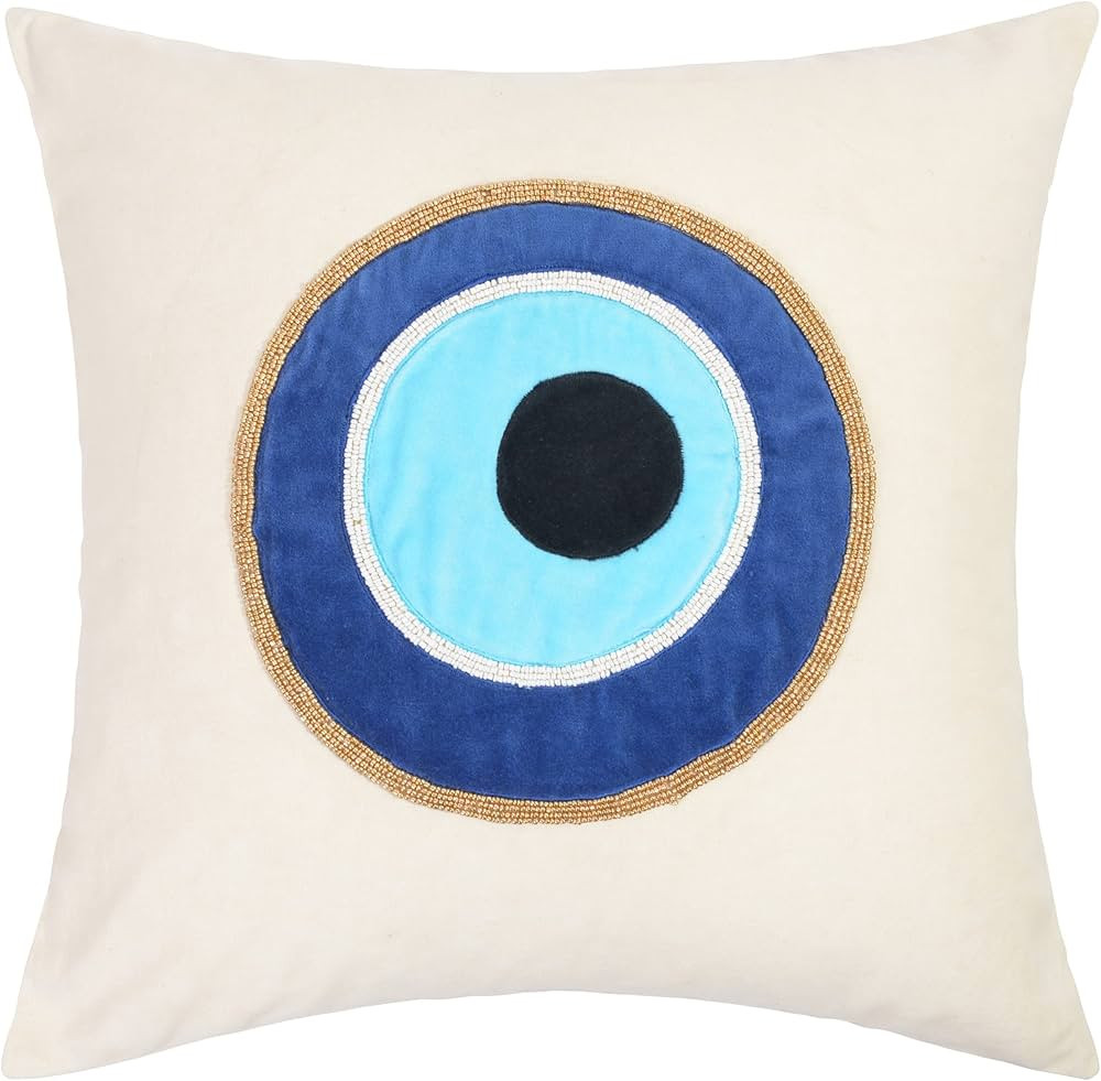 WALBROOK Evil Eye Pillow Cover 18x18 - Decorative Pillow Covers, Blue Eye Decor, Evil Eye Charm B... | Amazon (US)