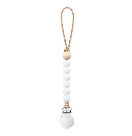 Ryan & Rose Beaded Pacifier Cutie Clip (White, Charley) | Amazon (US)