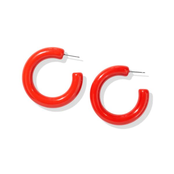 Red Simple Resin Hoop Earrings | INK+ALLOY