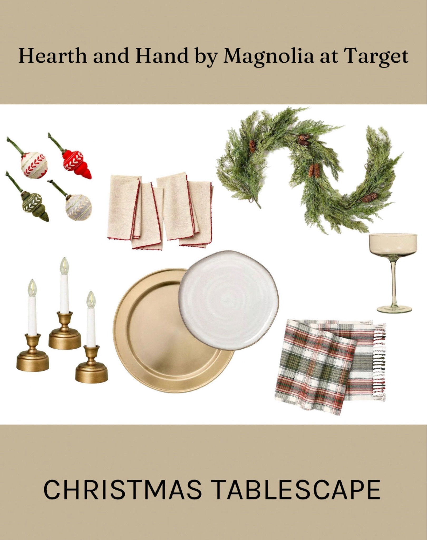Christmas tablescape with Hearth and Hand by Magnolia X Target

Christmas greenery, garland, table, flames candle, table runner, glassware, plates, 

#LTKSeasonal #LTKFindsUnder50 #LTKHoliday