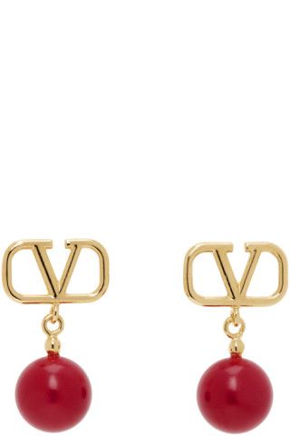 Gold VLogo Signature Pearl Earrings | SSENSE