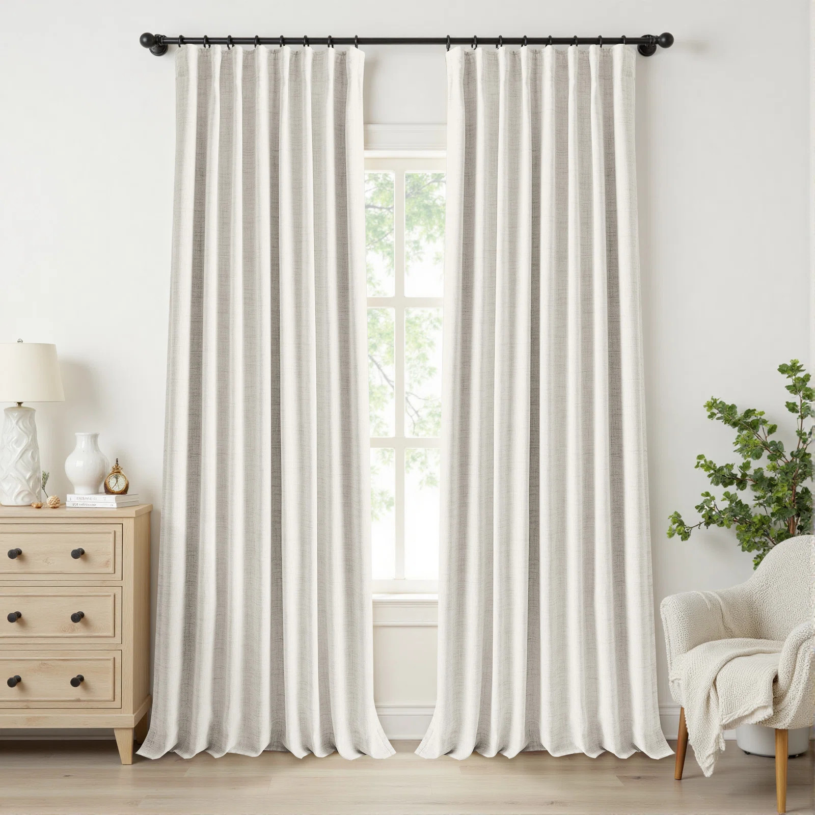 Birglinde Faux Linen Textured Thermal 100% Blackout Curtains for Bedroom Living Room Rod Pocket/R... | Wayfair North America