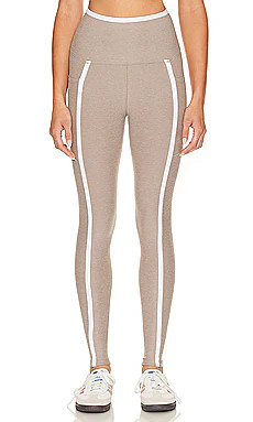 Beyond Yoga Spacedye New Moves High Waisted Midi Legging in Birch & Cloud White from Revolve.com | Revolve Clothing (Global)