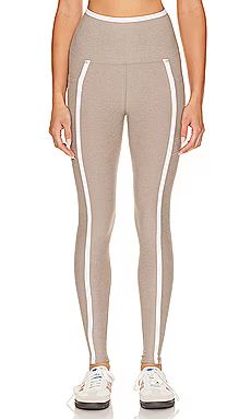 Beyond Yoga Spacedye New Moves High Waisted Midi Legging in Birch & Cloud White from Revolve.com | Revolve Clothing (Global)