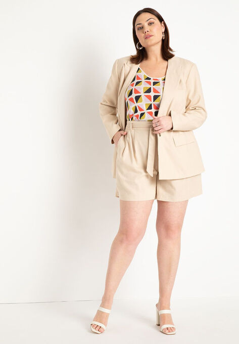 Belted Relaxed Linen Short | Eloquii