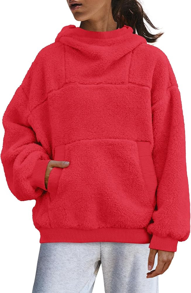 Yanekop Womens Sherpa Pullover Hoodies Fuzzy Fleece Jacket Oversized Mock Neck Sweater Warm Winte... | Amazon (US)