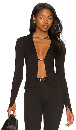 Hanna Buckle Top in Black | Revolve Clothing (Global)