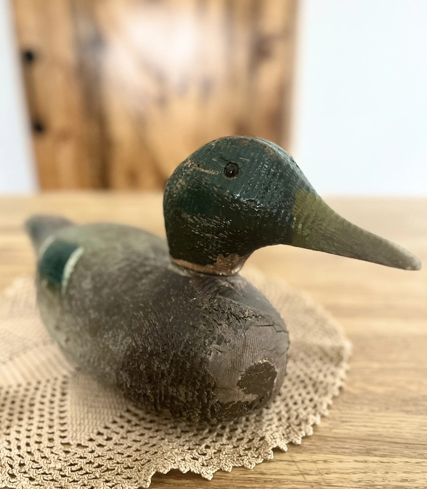 Antique Vintage Wood Duck Decoy Primitive Hunting Green Winged Glass Eye | eBay | eBay US