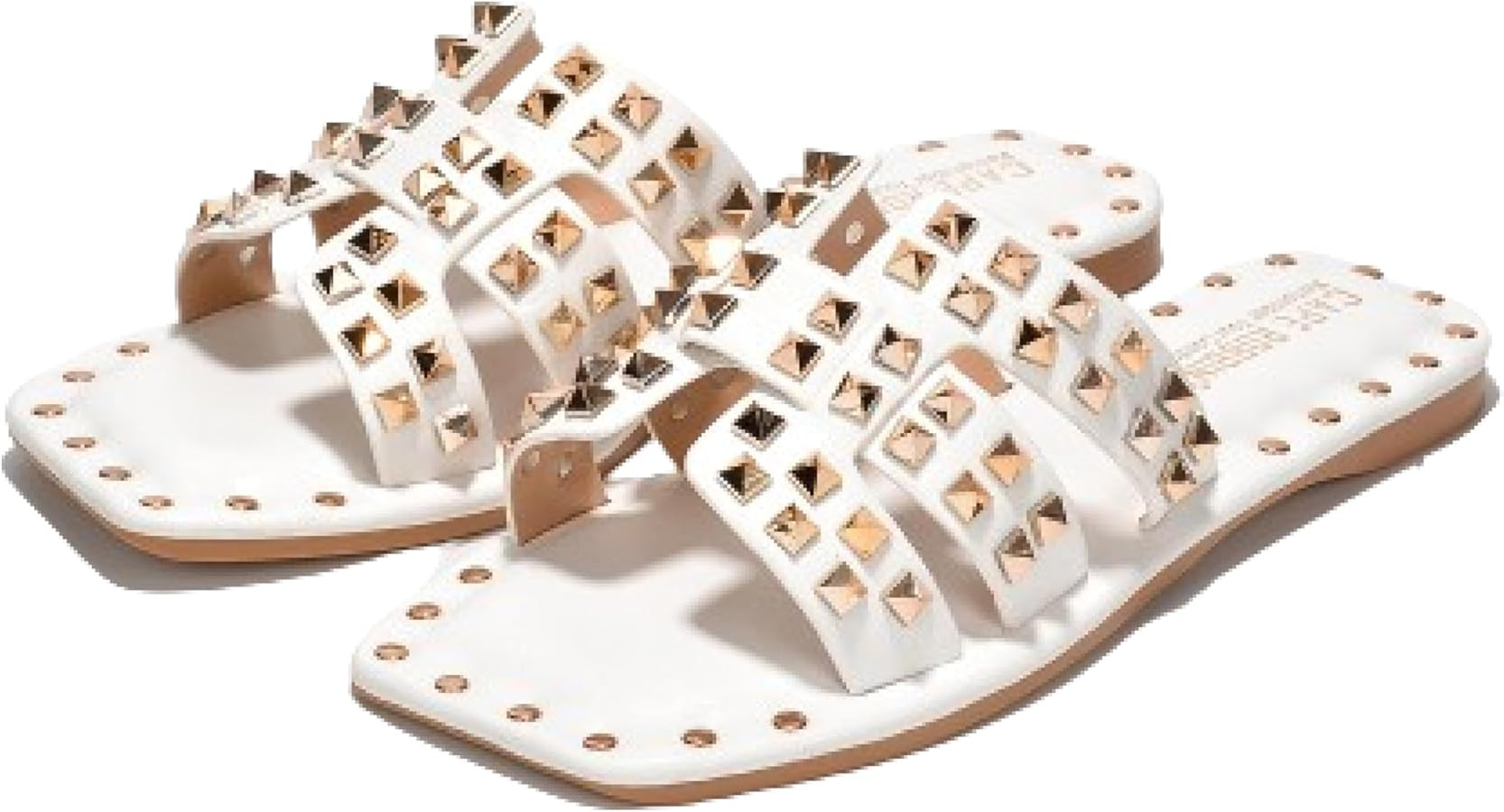 Cape Robbin Amisha Studded Sandals Slides for Women White Sandals White Slides White Slide Sandals | Amazon (US)