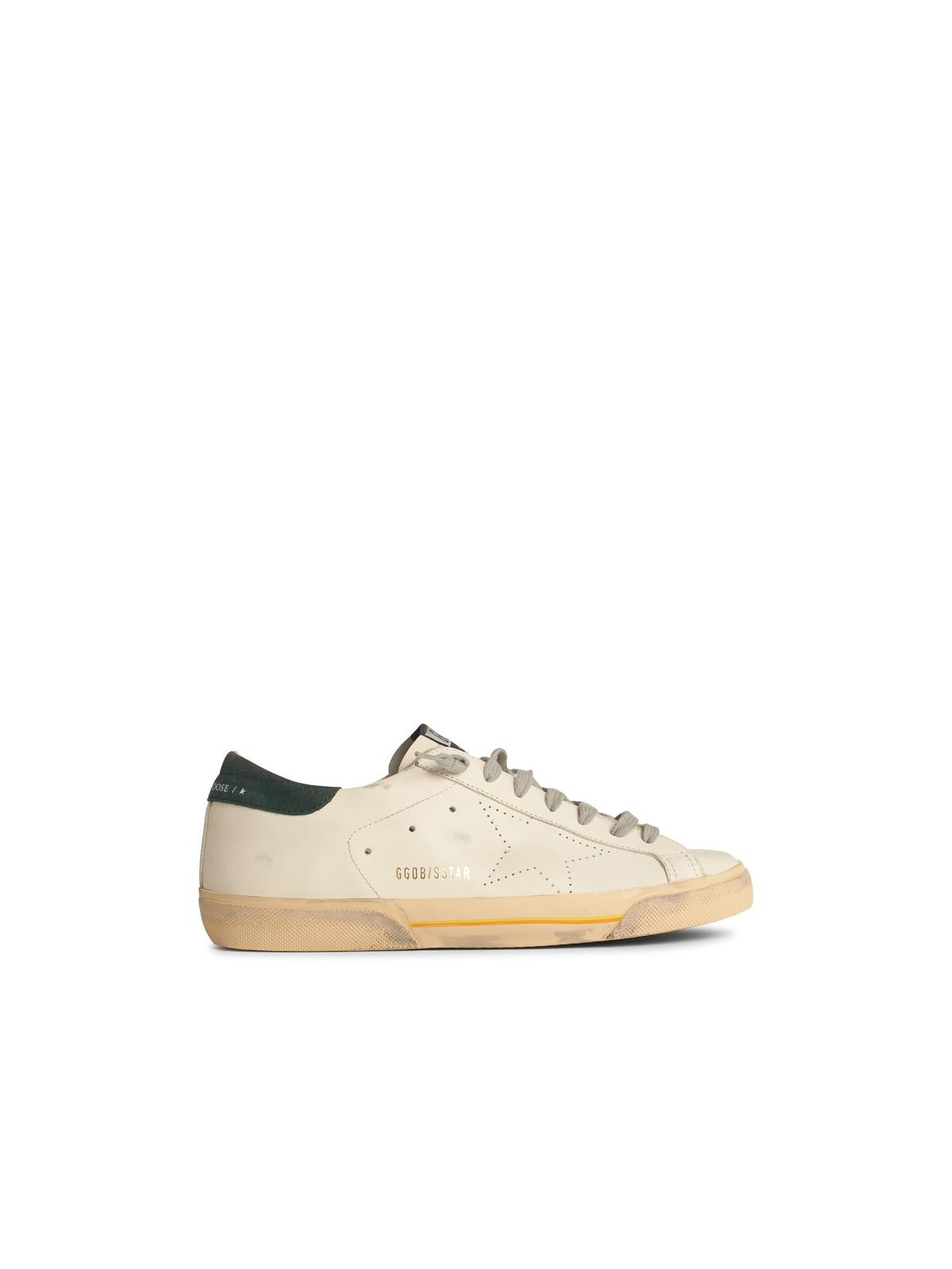 Golden Goose Super-star Skate In White Leather With Green Suede Heel | Italist.com US